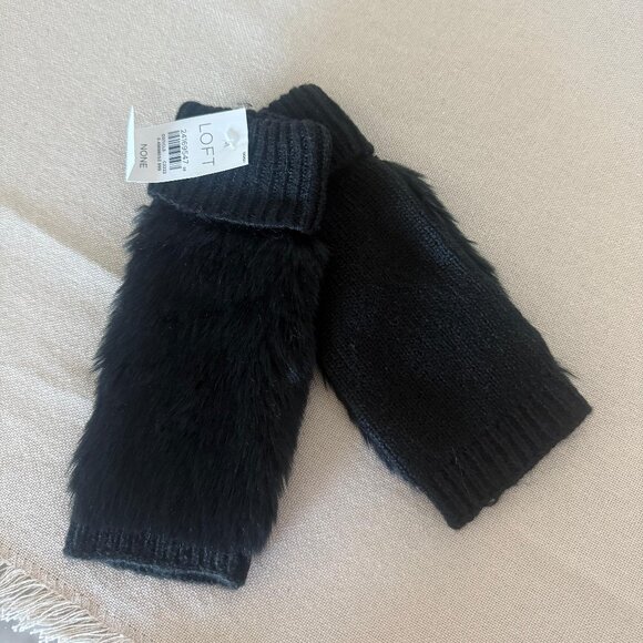 LOFT Faux Fur Knit Arm Warmers (NWT) - Picture 1 of 3